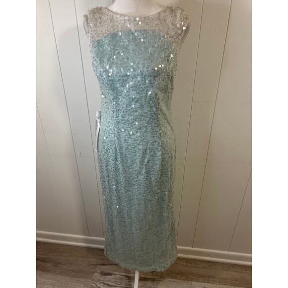 NWT JS Collections Women's Ice Blue Claire Tea Length Midi Dress Size 2 - Picture 7 of 9